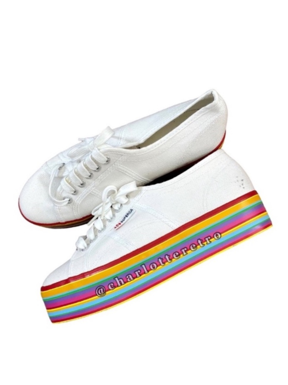 Superga • Rainbow Striped Platform Canvas Sneakers